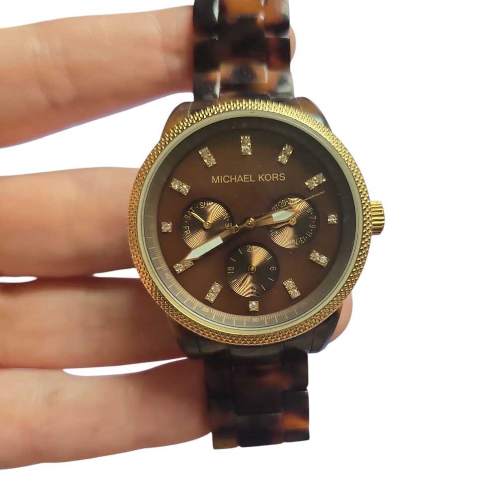 Michael Kors Tortoise and Gold Watch